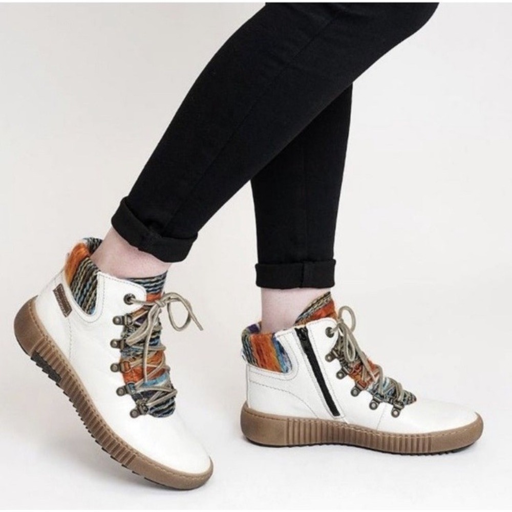 Josef Seibel Maren 06 Ankle Boots EU 40 Women's 9 Pearl White Multicolor Weave